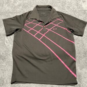 Oakley Polo Shirt Mens Medium Gray Pink Performance Golf